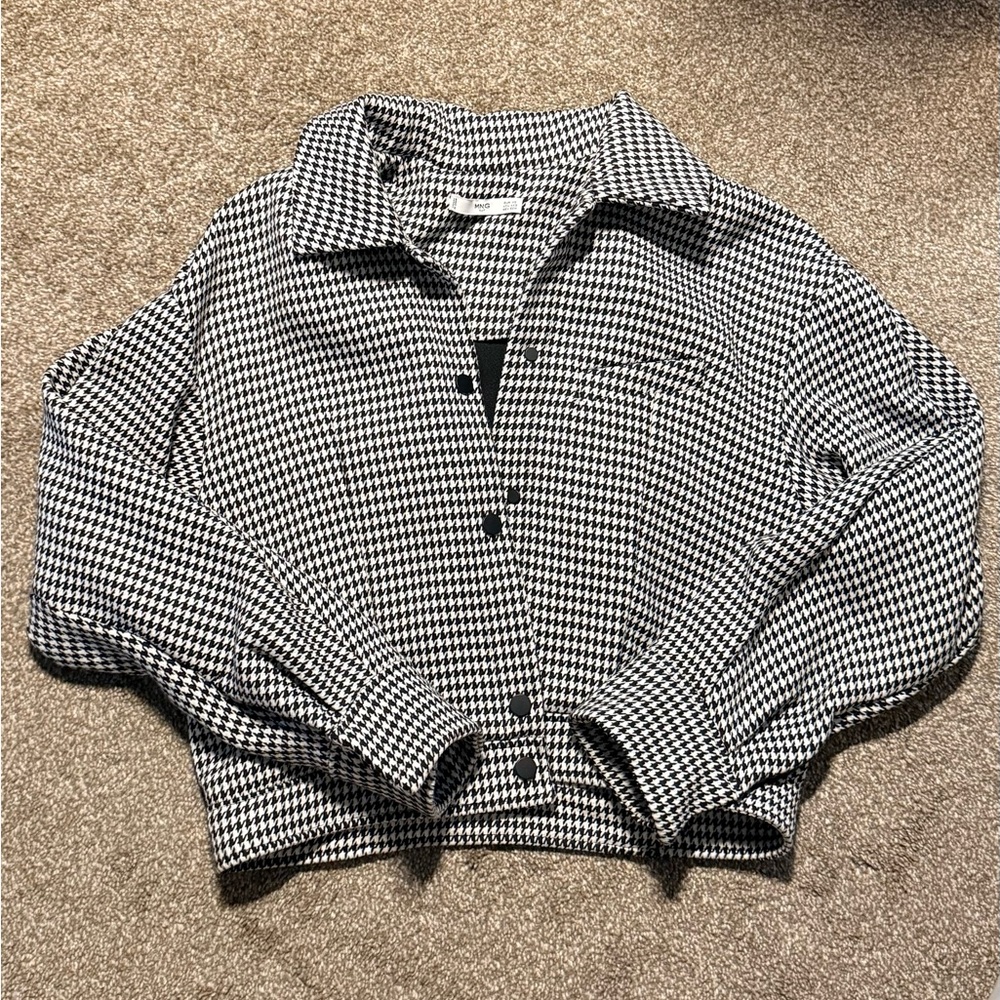 Mango Monochrome Houndstooth Blazer